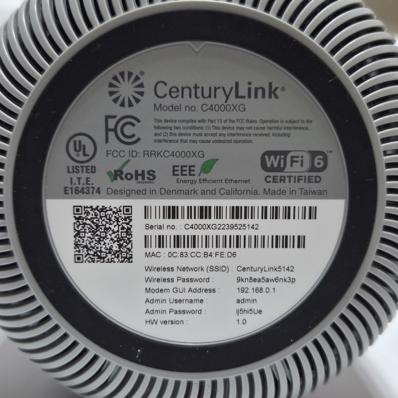 CenturyLink Greenwave C4000XG WiFi 6 Fiber Modem/Router - Powers On, Not Working - Picture 4 of 5